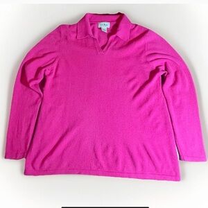 Vtg L.L.Bean 100% Cashmere Collared Sweater Women’s Large Pink Blush Hong Kong